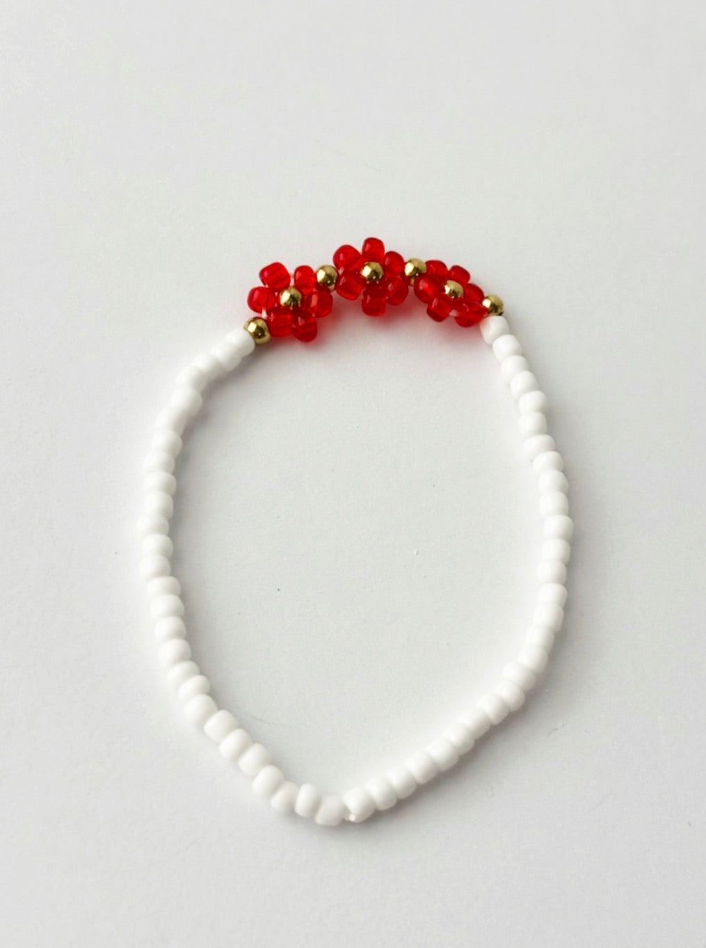 White with red flowers bracelet!