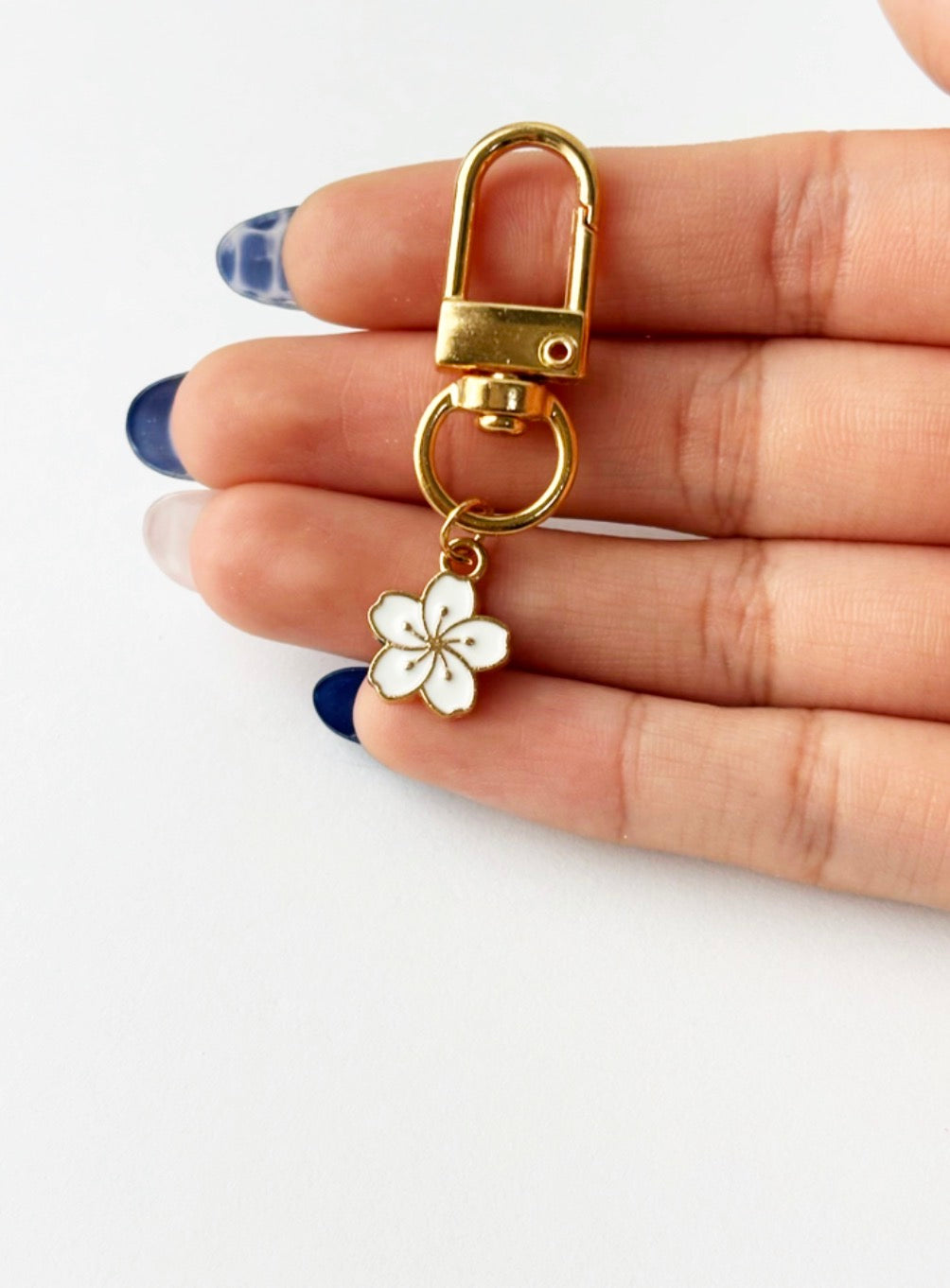 White flower keychain
