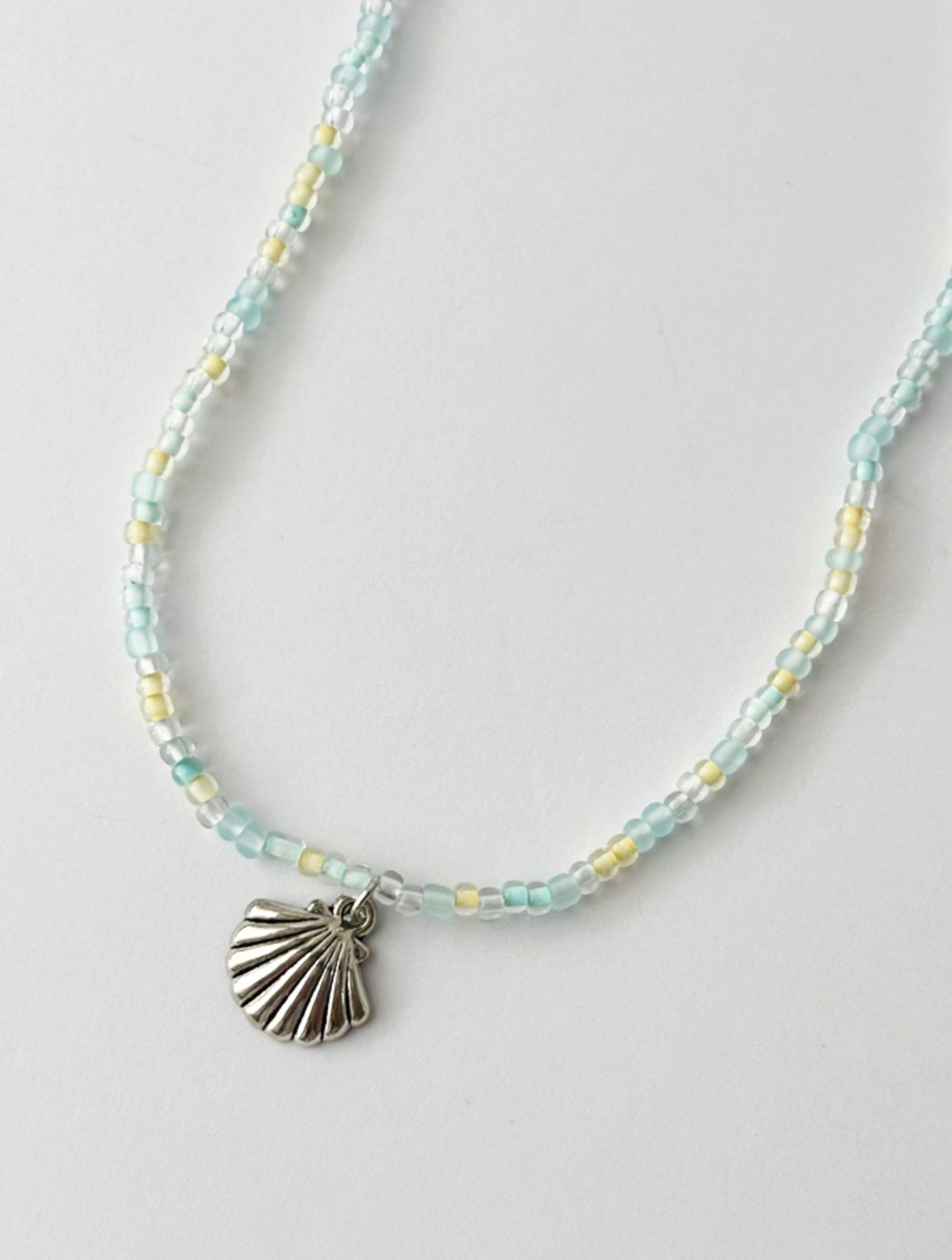 Silver seashell beaded necklace